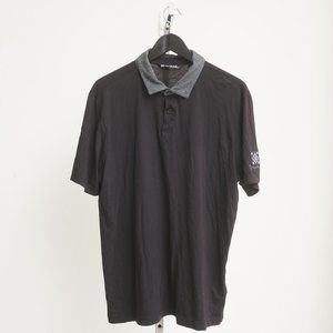 Travis Mathew Mens Polo Shirt Collared Short Sleeve Black Gray Pima Cotton Large